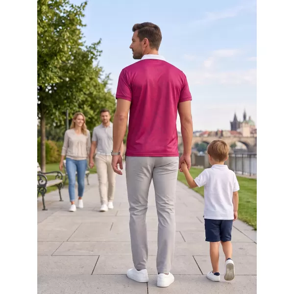  Pánske funkčné tričko s golierom premium ALTISPORT VOJ/ALM050TR05 VÍNOVÁ 