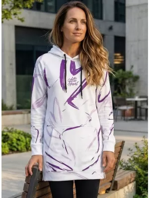 Dámska funkčná predĺžená mikina premium ALTISPORT VOJ/ALW049MI03 BIELA/FIALOVÁ