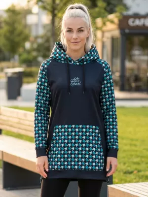 Dámska funkčná predĺžená mikina premium ALTISPORT VOJ/ALW048MI03 ČIERNOMODRÁ