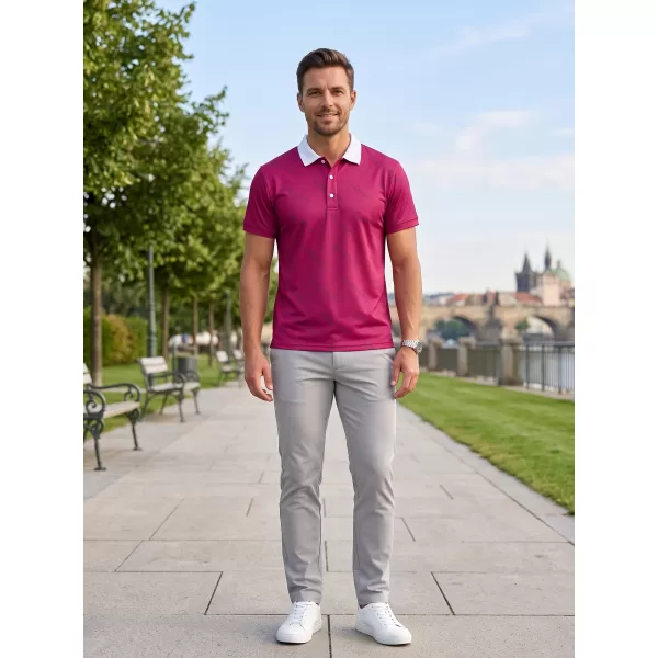  Pánske funkčné tričko s golierom premium ALTISPORT VOJ/ALM050TR05 VÍNOVÁ 