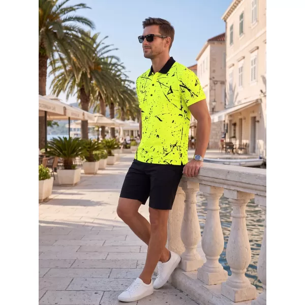  Pánske funkčné tričko s golierom premium ALTISPORT VOJ/ALM034TR05 NEON YELLOW 
