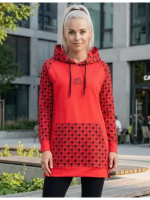Dámska funkčná predĺžená mikina premium ALTISPORT VOJ/ALW048MI03 ČERVENOČIERNA