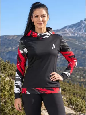 Dámska funkčná mikina premium ALTISPORT VOJ/ALW039MI01 ČIERNA/ČERVENÁ