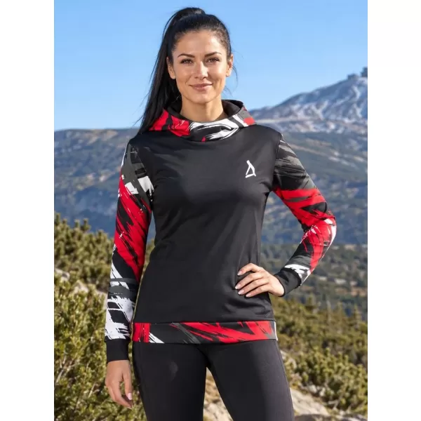  Dámska funkčná mikina premium ALTISPORT VOJ/ALW039MI01 ČIERNA/ČERVENÁ 