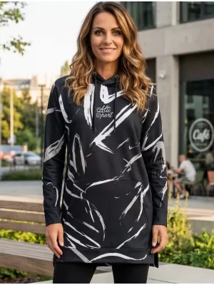 Dámska funkčná predĺžená mikina premium ALTISPORT VOJ/ALW049MI03 ČIERNOBIELY