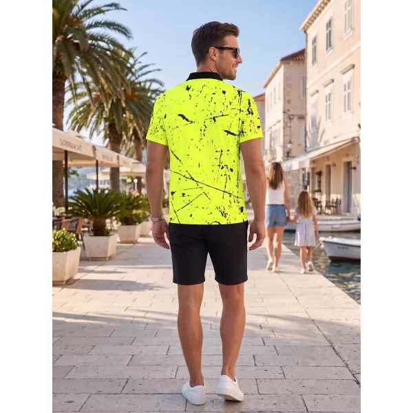  Pánske funkčné tričko s golierom premium ALTISPORT VOJ/ALM034TR05 NEON YELLOW 