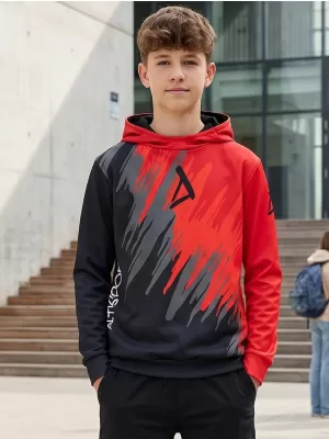 Detská prémiová funkčná mikina ALTISPORT VOJ/ALK006MI01 ČIERNA/ČERVENÁ