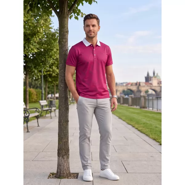  Pánske funkčné tričko s golierom premium ALTISPORT VOJ/ALM050TR05 VÍNOVÁ 