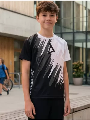 Detské prémiové funkčné tričko ALTISPORT VOJ/ALK006TR01 ČIERNOBIELY