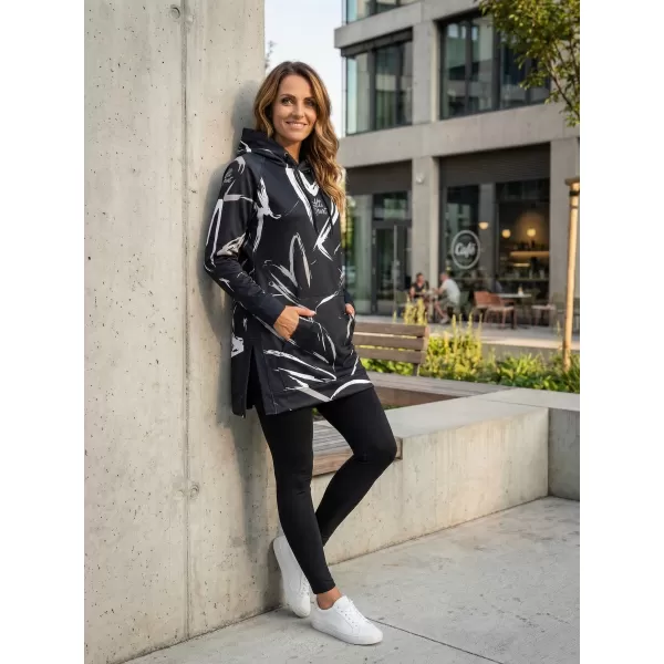  Dámska funkčná predĺžená mikina premium ALTISPORT VOJ/ALW049MI03 ČIERNOBIELY 