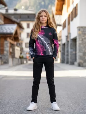 Detská prémiová funkčná mikina ALTISPORT VOJ/ALK001MI01 ČIERNA/RUŽOVÁ