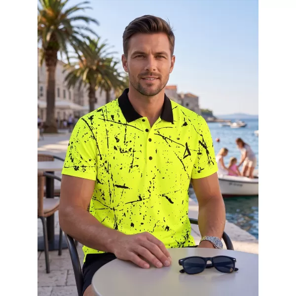  Pánske funkčné tričko s golierom premium ALTISPORT VOJ/ALM034TR05 NEON YELLOW 