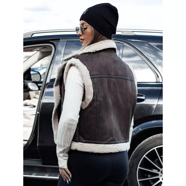  Dámska vesta DSTREET WOOLZIP TY4746 ČERNÁ/KARAMELOVÁ ČIERNA/HNEDÁ 