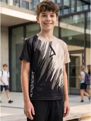 Detské prémiové funkčné tričko ALTISPORT VOJ/ALK006TR01 ČIERNA/HNEDÁ