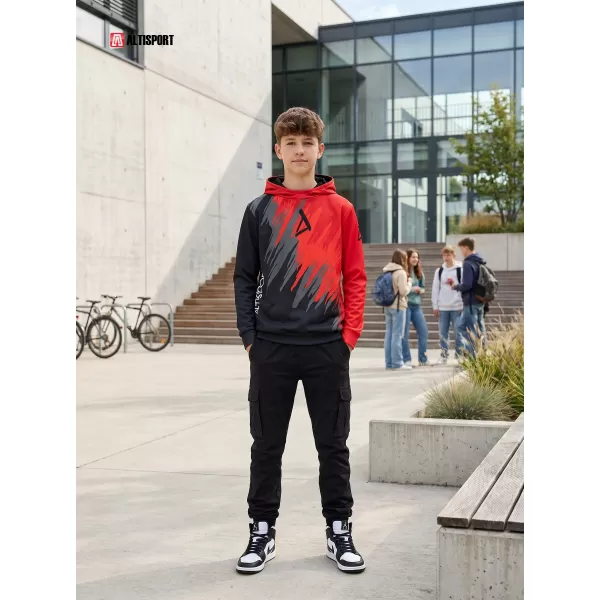  Detská prémiová funkčná mikina ALTISPORT VOJ/ALK006MI01 ČIERNA/ČERVENÁ 