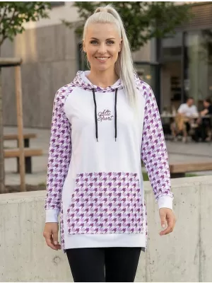 Dámska funkčná predĺžená mikina premium ALTISPORT VOJ/ALW048MI03 BIELA/FIALOVÁ
