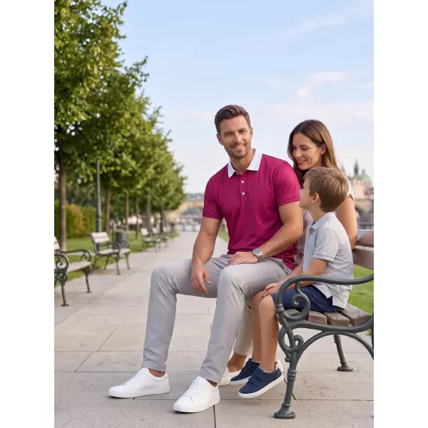  Pánske funkčné tričko s golierom premium ALTISPORT VOJ/ALM050TR05 VÍNOVÁ 