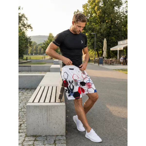  Pánske funkčné kraťasy bez vreciek premium ALTISPORT VOJ/ALM036KRA02 HEXA biela 