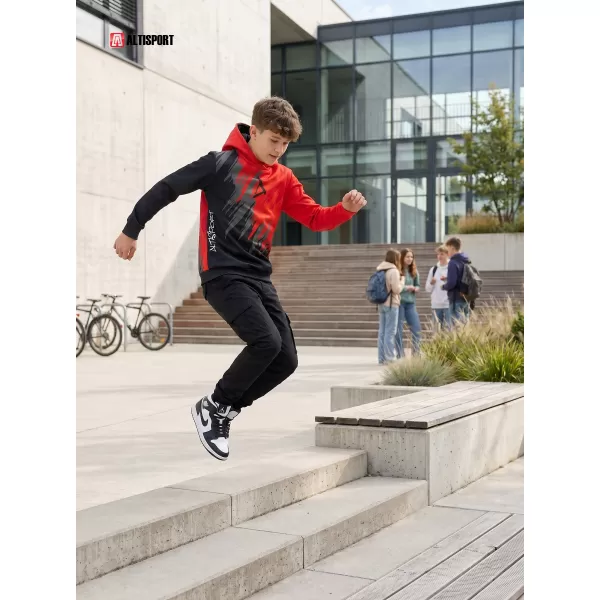  Detská prémiová funkčná mikina ALTISPORT VOJ/ALK006MI01 ČIERNA/ČERVENÁ 