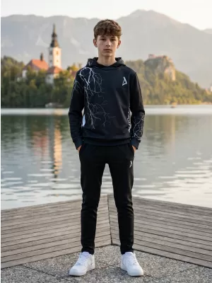 Detská funkčná mikina premium ALTISPORT VOJ/ALK004MI01 ČIERNOBIELA
