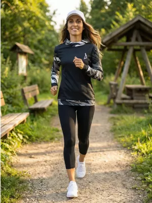Dámska funkčná mikina premium ALTISPORT VOJ/ALW039MI01 ČIERNA/BIELA