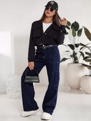 Dámske džínsy DSTREET FITZONE UY2243 NÁMORNÍCKA MODRÁ
