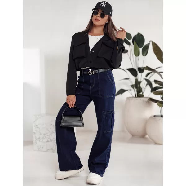  Dámske džínsy DSTREET FITZONE UY2243 NÁMORNÍCKA MODRÁ 