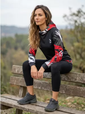 Dámska funkčná mikina premium ALTISPORT VOJ/ALW039MI01 ČIERNA/ČERVENÁ