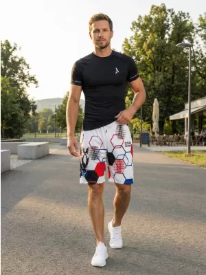 Pánske funkčné kraťasy bez vreciek premium ALTISPORT VOJ/ALM036KRA02 HEXA biela