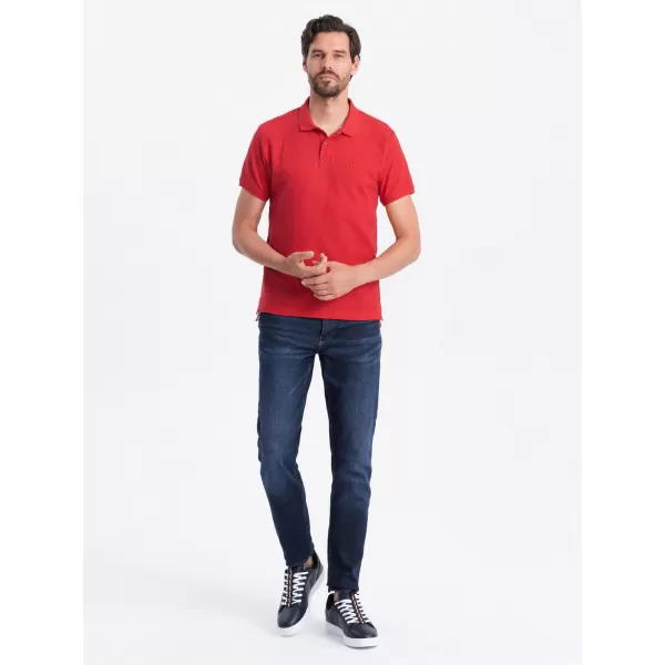  Pánske T -shirt s OMBRE S1374 Červený golier 