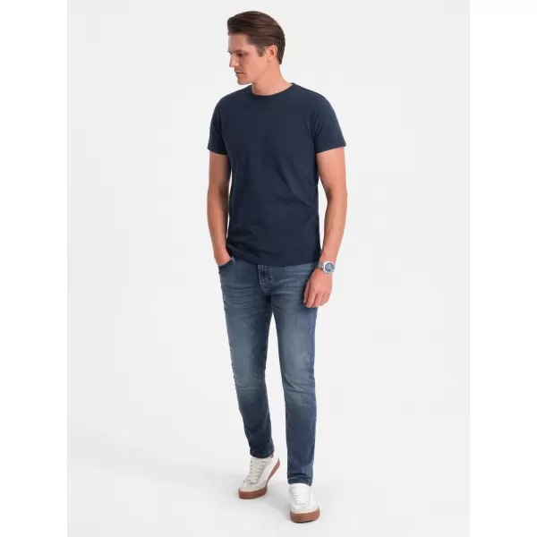  Pánske tričko OMBRE om-tsbs-0146 NAVY MODRÉ 