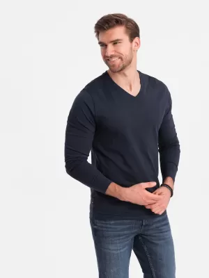 Pánske tričko s dlhým rukávom OMBRE om-lsbl-0108 Navy modrá