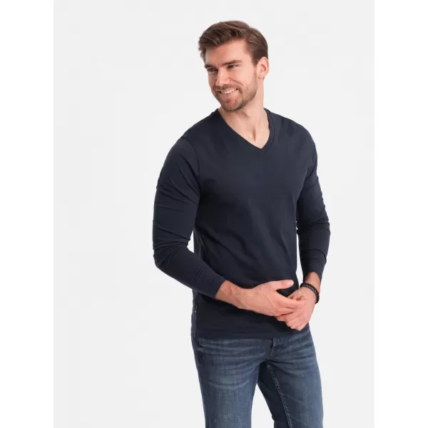  Pánske tričko s dlhým rukávom OMBRE om-lsbl-0108 Navy modrá 