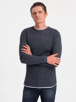 Pánsky sveter OMBRE om -sw -0103 Navy Blue Melange