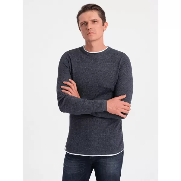  Pánsky sveter OMBRE om -sw -0103 Navy Blue Melange 