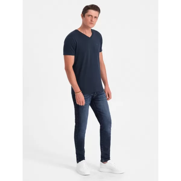  Pánske tričko OMBRE OM-TSCT-0106 NAVY MODRÉ 