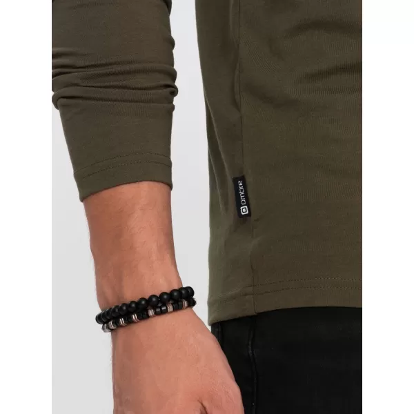  Pánske tričko s dlhým rukávom OMBRE om-lsbl-0106 Dark Olive 