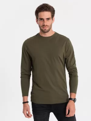 Pánske tričko s dlhým rukávom OMBRE om-lsbl-0106 Dark Olive