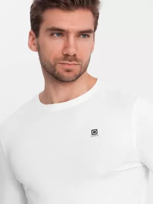 Pánske tričko s dlhým rukávom OMBRE om-lscl-0102 biela