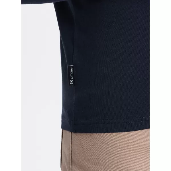  Pánske tričko s dlhým rukávom OMBRE OM-LSCL-0102 NAVYBLE BLUE 