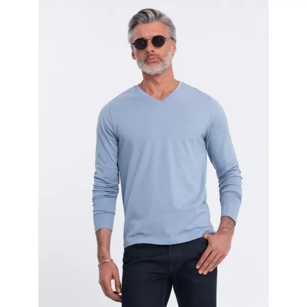  Pánske tričko s dlhým rukávom OMBRE om-lsbl-0108 modrý denim 