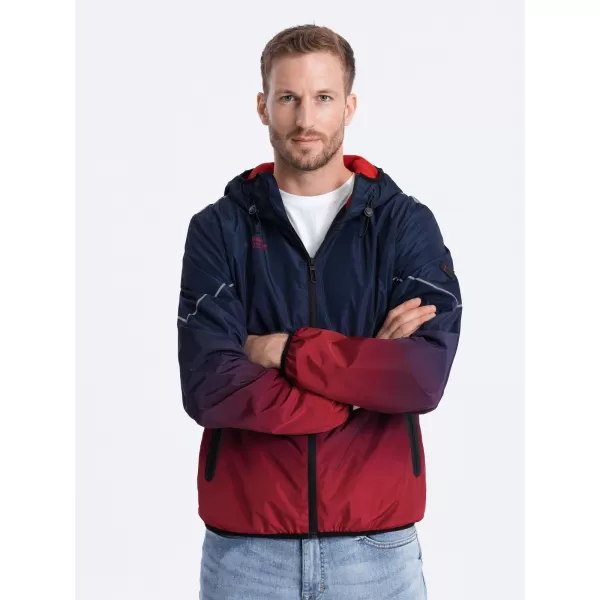  Pánska bunda OMBRE om-janp-0105 Navy modrá a červená 