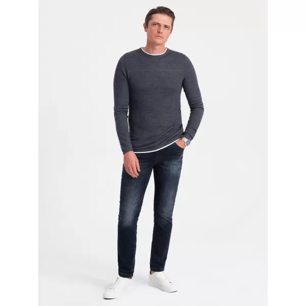  Pánsky sveter OMBRE om -sw -0103 Navy Blue Melange 