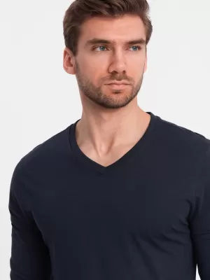 Pánske tričko s dlhým rukávom OMBRE om-lsbl-0108 Navy modrá
