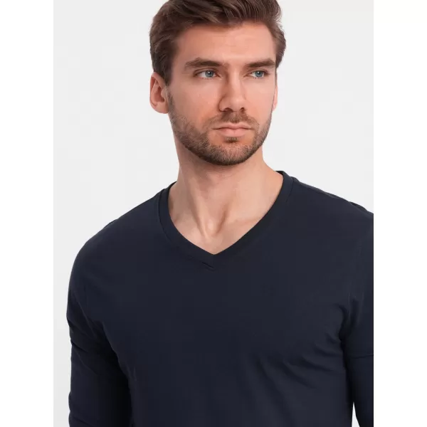  Pánske tričko s dlhým rukávom OMBRE om-lsbl-0108 Navy modrá 