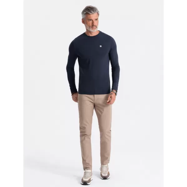  Pánske tričko s dlhým rukávom OMBRE OM-LSCL-0102 NAVYBLE BLUE 