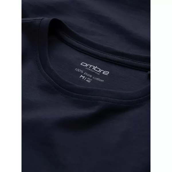  Pánske tričko s dlhým rukávom OMBRE om-lsbl-0106 NAVY MODRÉ 