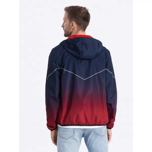  Pánska bunda OMBRE om-janp-0105 Navy modrá a červená 