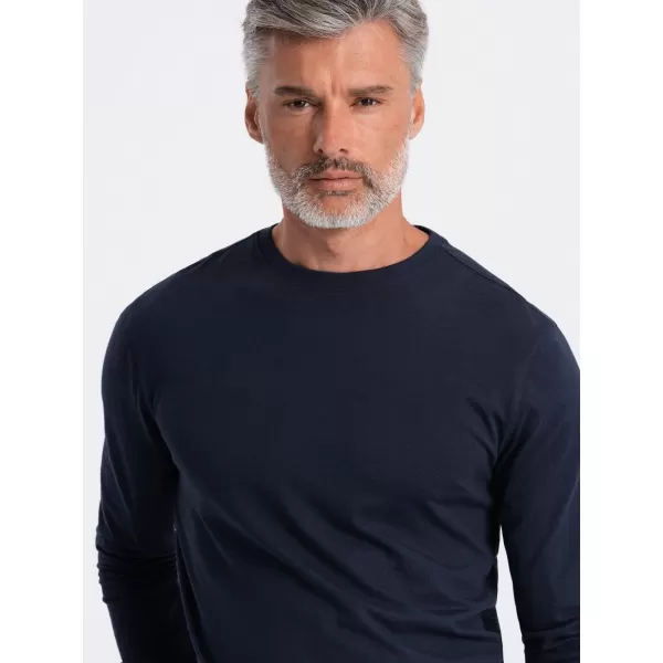 Pánske tričko s dlhým rukávom OMBRE om-lsbl-0106 NAVY MODRÉ 