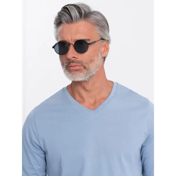  Pánske tričko s dlhým rukávom OMBRE om-lsbl-0108 modrý denim 